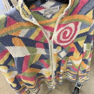 Vintage South cotton Women's Colorful Zip-Up Cardigan